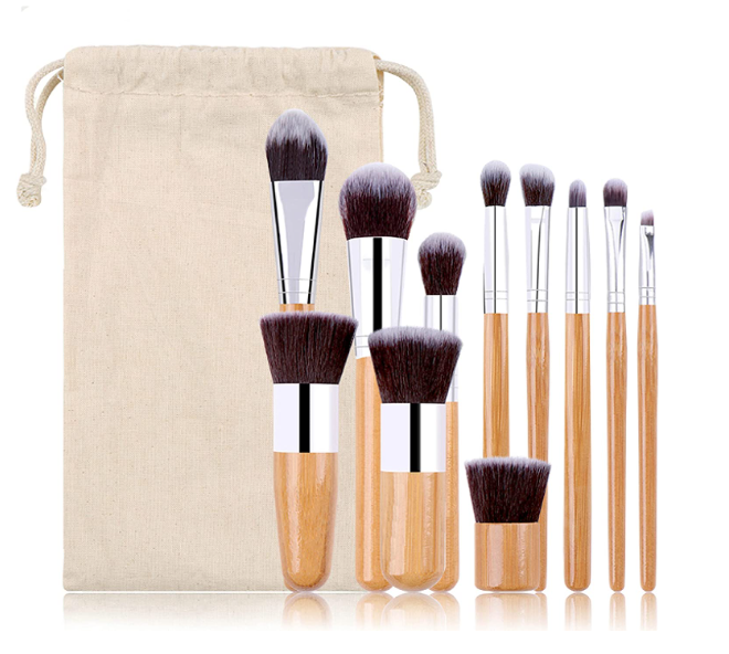 Brochas para maquillaje set bambú