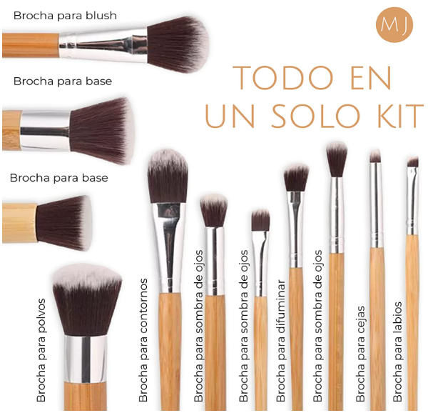 Brochas para maquillaje set bambú